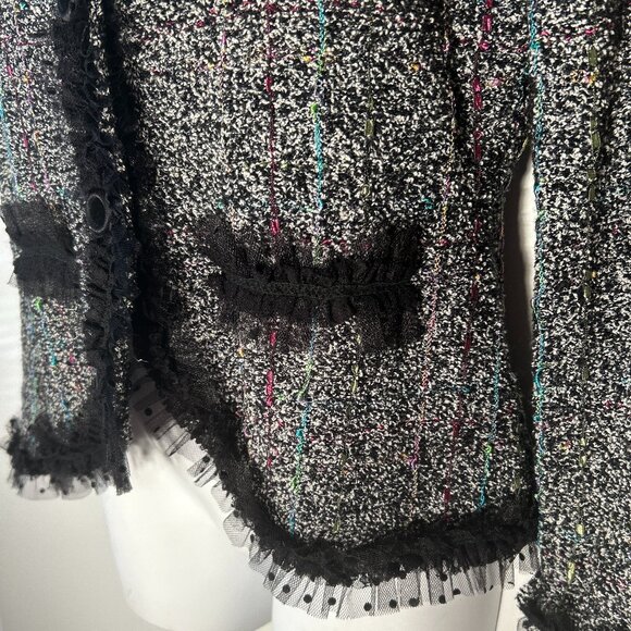 Berek Vintage SZL Black Tweed Wool Sweater Blazer Lace Chic Parisian Designer 90 - Picture 5 of 10